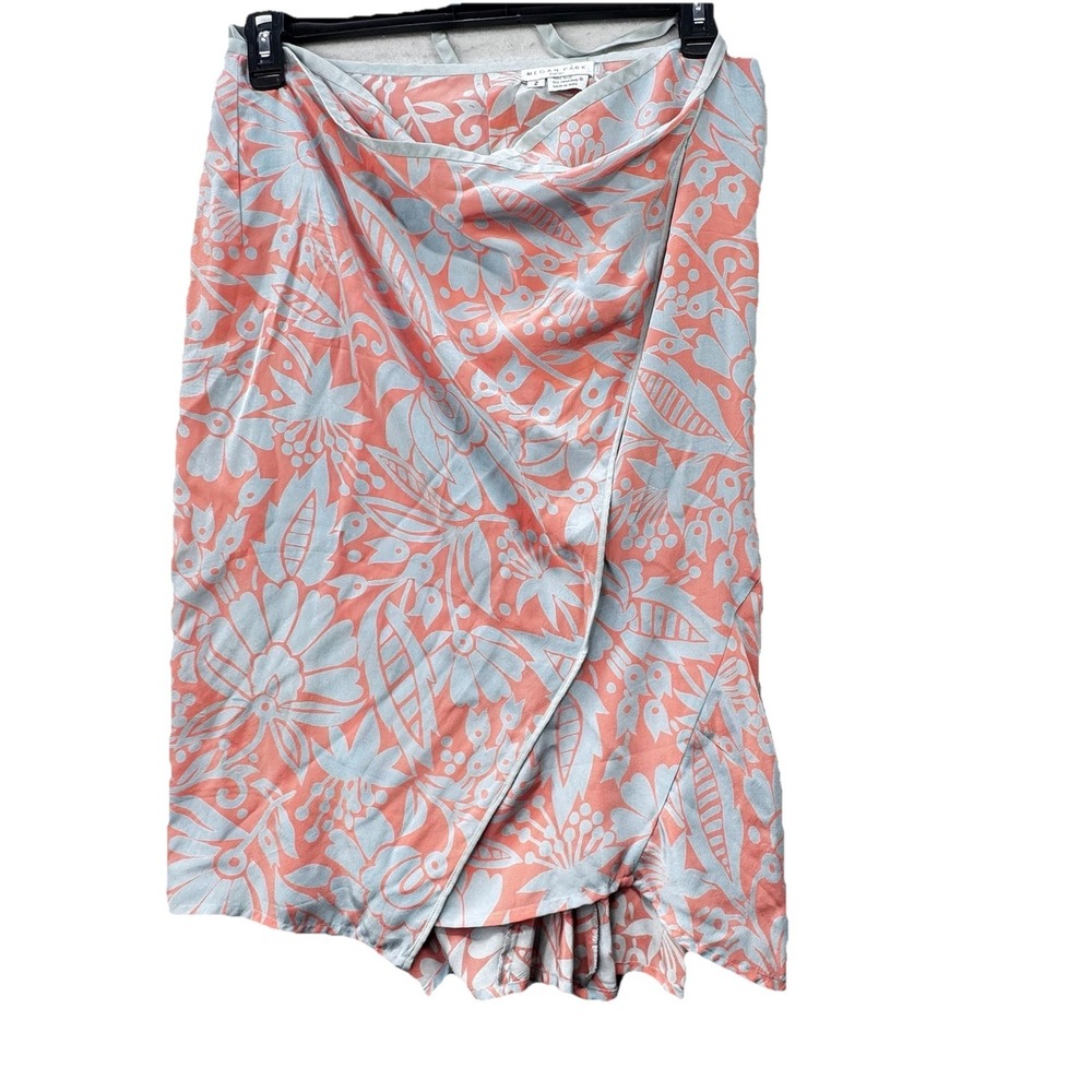 Megan‎ Park Women's 100% Silk True Wrap Skirt Vintage Size 2 Beach Coverup Swim